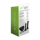 Me You Us Strap-On Harness Kit with 6 & 8 inch Dildos packaging showing versatile design and included components.