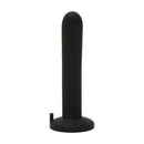 Me You Us 5 inch Vibrating Rechargeable Slim Beginners Peg in black silicone with a smooth finish and stable base.