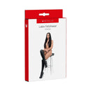 Me You Us Latex Fetish Wear Stockings Large packaging with model showcasing glossy latex stockings.