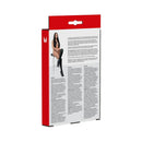 Me You Us Latex Fetish Wear Stockings Large packaging with model sitting, showcasing glossy black latex stockings.