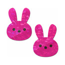Pastease Pink Marshmallow Easter Bunny Nipple Pasties in glittery pink bunny shapes.