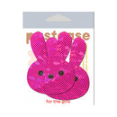 Pastease Pink Marshmallow Easter Bunny Nipple Pasties in playful pink bunny shape with black eyes.