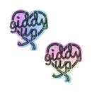 Neva Nude Giddy Up Pastel Glitter Lasso Heart Nipple Pasties design with pastel glitter and lasso motif.