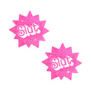 Neva Nude Barbie Babe Sassy Slut Pink Glitter Nipple Pasties featuring bold pink glitter and playful design.