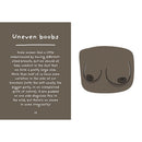 The Joy Of Boobies A Celebration Hardcover Book illustration discussing uneven breasts and body positivity.