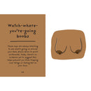 The Joy Of Boobies A Celebration Hardcover Book page showing whimsical illustration and humorous text about breasts.