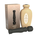 Lola Milani Mystique Wand Massager Black alongside elegant packaging for relaxation and comfort.