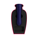 Lola Milani Mystique Bullet Vibrator Dark Purple on a sleek black and red holder, designed for targeted stimulation.
