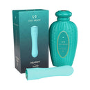 Lola Milani Mystique Bullet Vibrator Emerald in packaging, featuring a stylish turquoise design and premium silicone material.