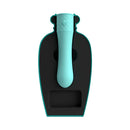 Lola Milani Mystique Bullet Vibrator Emerald in a secure black and turquoise holder, showcasing elegant design for heightened pleasure.