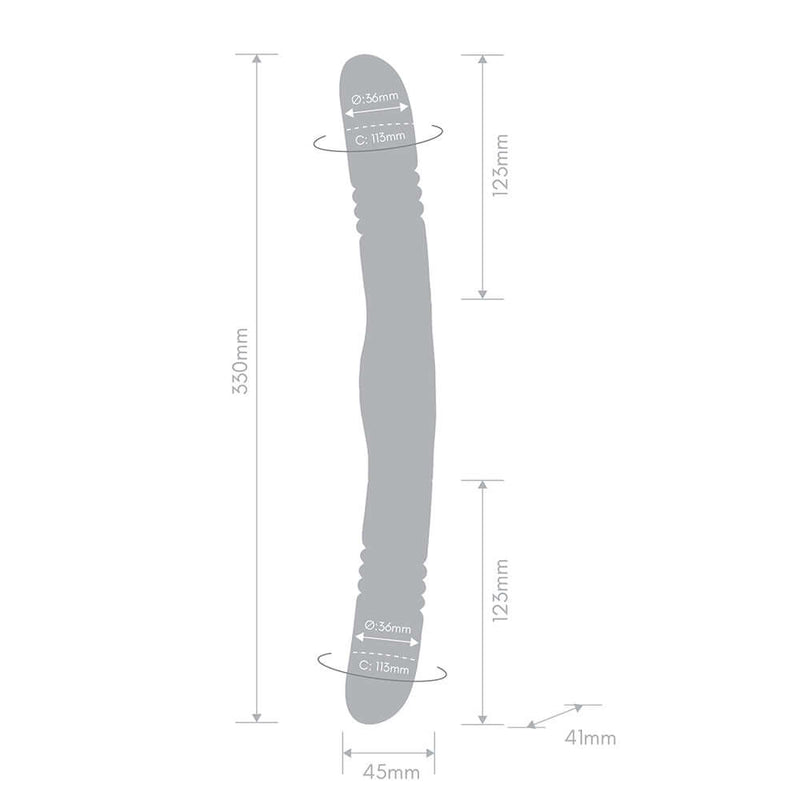 Dimensions of Together Couples Double Delight Purple, showing length and width for optimal use.