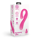 Together Couples Harmony Vibe Pink silicone vibrator packaging showcasing its versatile design and features.
