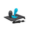 b-Vibe Vibrating P-Spot Snug Plug Small with Remote Control in blue on black pouch with charger.