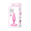 b-Vibe Beginners Vibrating Butt Plug in pink packaging, showcasing sleek design and waterproof features.