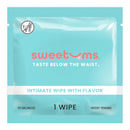 Sweetums Intimate Wipes Cinnamon Bun Flavor 10 Pack packaging featuring one flavored wipe.