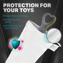 Safe Sex Antibacterial Toy Bag Large White featuring protective fabric and cinch-to-close design for secure storage.
