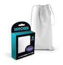 Safe Sex Antibacterial Toy Bag Large White displayed with packaging and smooth white fabric.