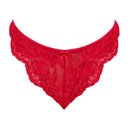 Magic Silk Sugar High Split Crotch Panty Red S/M featuring delicate lace and a charming satin bow.
