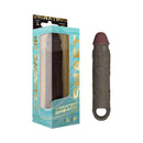 Shaft Vibrating Model F Penis Sheath Size 1 Mahogany with packaging on display.