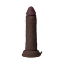 Shaft Vibrating Model J 6.5 inch Silicone Dildo Mahogany on a white background, showcasing realistic texture and design.
