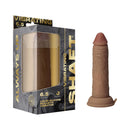 Shaft Vibrating Model J 6.5 inch Dual Density Silicone Dildo Oak in packaging with realistic design.
