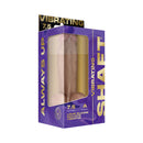 Shaft Vibrating Model A 7.5 inch Dual Density Silicone Dildo Pine in packaging, showcasing its dual-density design.