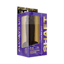Shaft Vibrating Model A 7.5 inch Dual Density Dildo Mahogany packaging with a liquid silicone realistic vibrator.