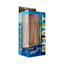 Shaft Vibrating Model C 9.5 inch Dual Density Silicone Dildo Pine in packaging, showcasing realistic design and features.