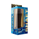 Shaft Vibrating Model C 9.5 inch Dual Density Dildo Mahogany in packaging with vibrant blue design.
