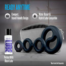 Performance Plus Throttle Silicone Cock Ring Set Black, compact design with lube compatibility for enhanced pleasure.