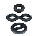 Performance Plus Throttle Silicone Cock Ring Set Black featuring three silicone rings.