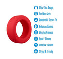 Performance Plus Pursuit Silicone Cock Ring Red with ultra-thick design and comfortable secure fit.
