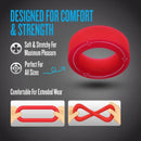 Performance Plus Pursuit Silicone Cock Ring Red designed for comfort and strength, soft and stretchy for maximum pleasure.