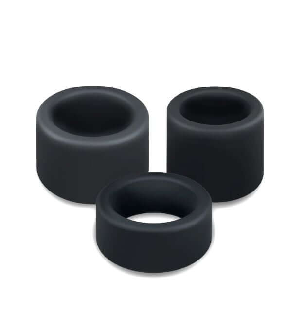 Performance Plus Accelerate Silicone Cock Ring Set 3 Piece - black silicone rings for enhanced pleasure and performance.