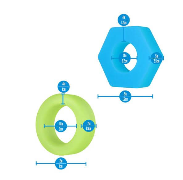 Performance Plus Flash Silicone Glow in the Dark Cock Ring Set - silicone rings dimensions and sizes