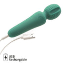 Adam & Eve Eve's Petite Private Pleasure Wand in teal with USB rechargeable cord.