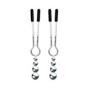 Adam & Eve Eve's Naughty Weighted Nipple Clips Silver with elegant beaded weights and rubber tips.