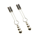 Adam & Eve Eve's Naughty Weighted Nipple Clips Silver with elegant beaded weights and rubber tips for comfort.