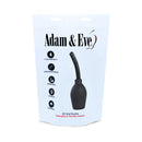 Adam & Eve EZ Anal Douche Squeeze Bulb Black in packaging, with flexible tip for easy preparation before intimacy.
