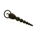 Adam & Eve Vibrating Silicone Anal Beads Black for comfortable anal play with graduated bead design and removable bullet vibe.