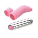 Adam & Eve Silicone Rechargeable Finger Vibe Light Pink and silver bullet vibe for intimate stimulation.