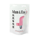Adam & Eve Silicone Rechargeable Finger Vibe Light Pink packaging featuring a compact design and vibration modes.