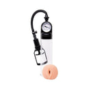 Adam & Eve Adam's ProMax Penis Pump With Gauge, featuring a clear vacuum chamber and pressure gauge for optimal results.