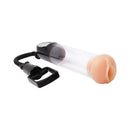 Adam & Eve Adam's ProMax Penis Pump With Gauge for enhanced size and firmness, featuring a clear chamber and pump handle.