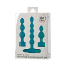 Adam & Eve Vibrating Bumpy Bead Anal Plug Set package featuring three silicone plugs and a vibrating bullet.