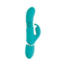 Adam & Eve Eve's Rechargeable Thrusting Rabbit Vibrator in teal for G-spot and clitoral stimulation.
