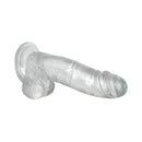 Adam & Eve Crystal Clear 8 Inch Suction Cup Dildo displayed with lifelike detail and transparency.