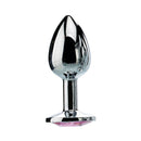 Adam & Eve Pink Gem Anal Plug Small with polished aluminum body and pink jewel base for comfortable anal play.