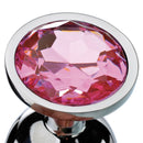Close-up of the Adam & Eve Pink Gem Anal Plug Medium showcasing the faceted pink jewel design.