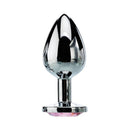 Adam & Eve Pink Gem Anal Plug Large featuring polished aluminum and a decorative pink gem base.